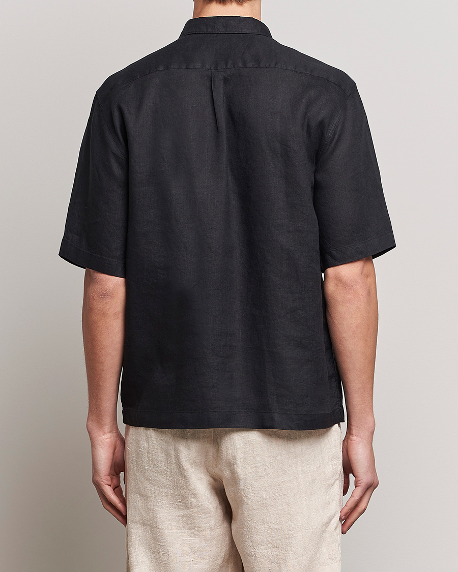 Uomini | Camicie | Oscar Jacobson | Regular Fit City Signature Linen Shirt Black
