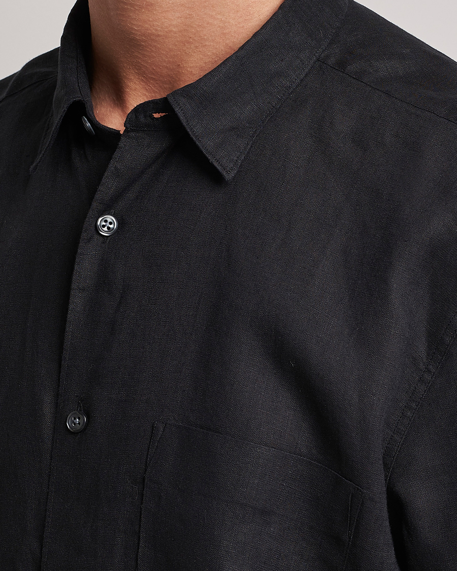 Uomini | Camicie | Oscar Jacobson | Regular Fit City Signature Linen Shirt Black