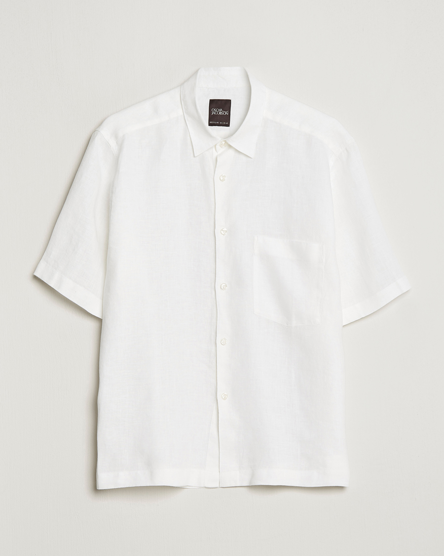 Uomini | Camicie | Oscar Jacobson | Regular Fit City Signature Linen Shirt White