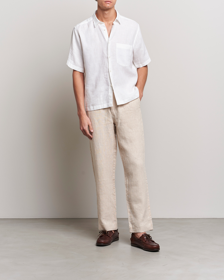Uomini | Camicie | Oscar Jacobson | Regular Fit City Signature Linen Shirt White