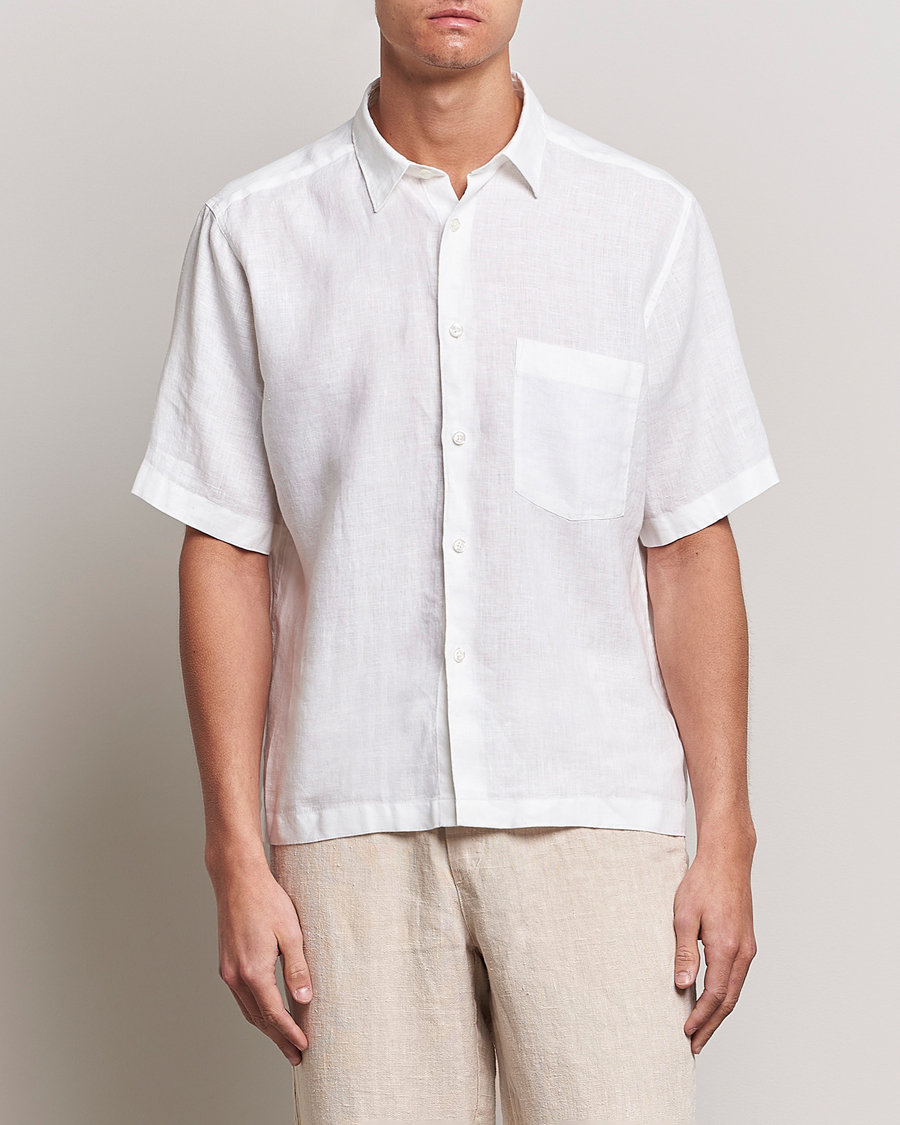 Uomini | Camicie | Oscar Jacobson | Regular Fit City Signature Linen Shirt White