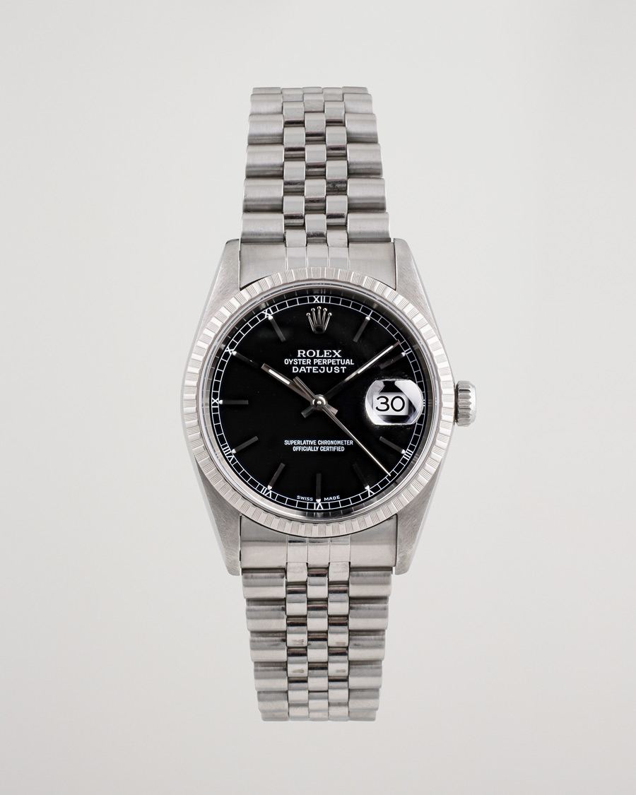 Uomini | Pre-Owned & Vintage Watches | Rolex Pre-Owned | Datejust 16220 Oyster Perpetual Black Steel Black