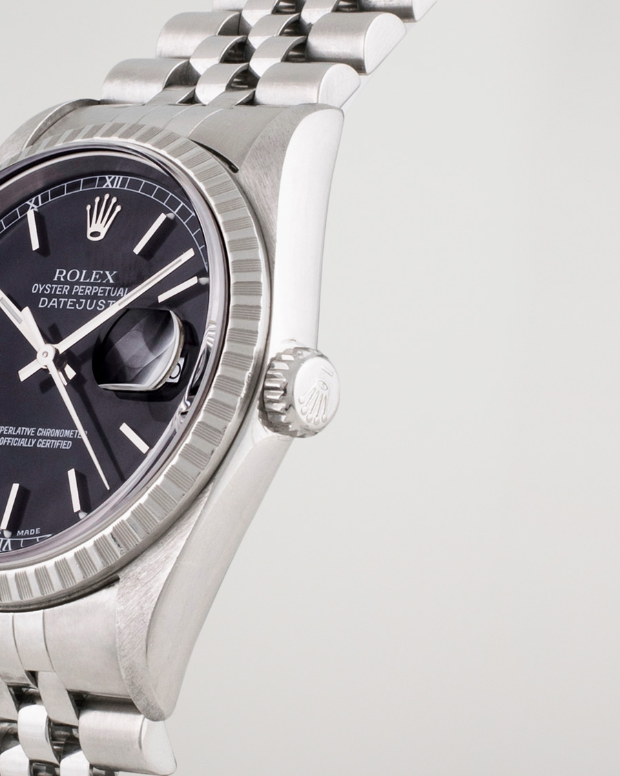 Uomini | Pre-Owned & Vintage Watches | Rolex Pre-Owned | Datejust 16220 Oyster Perpetual Black Steel Black