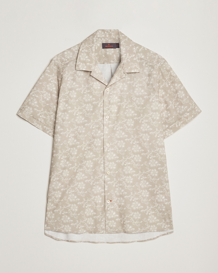Uomini | Camicie | Morris | Printed Short Sleeve Shirt Khaki