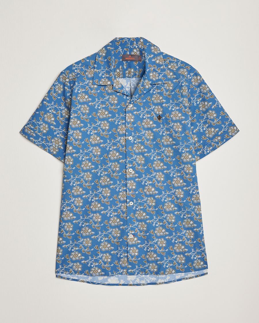 Uomini | Camicie | Morris | Printed Short Sleeve Shirt Blue