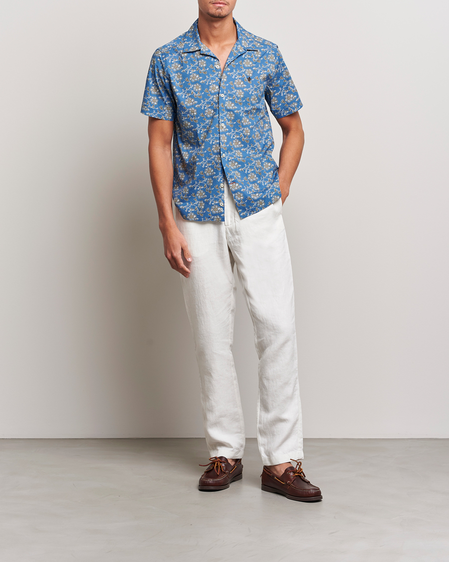 Uomini | Camicie | Morris | Printed Short Sleeve Shirt Blue