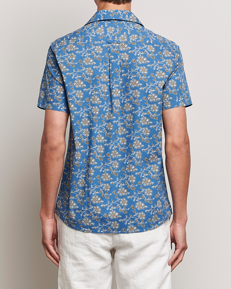 Uomini | Camicie | Morris | Printed Short Sleeve Shirt Blue