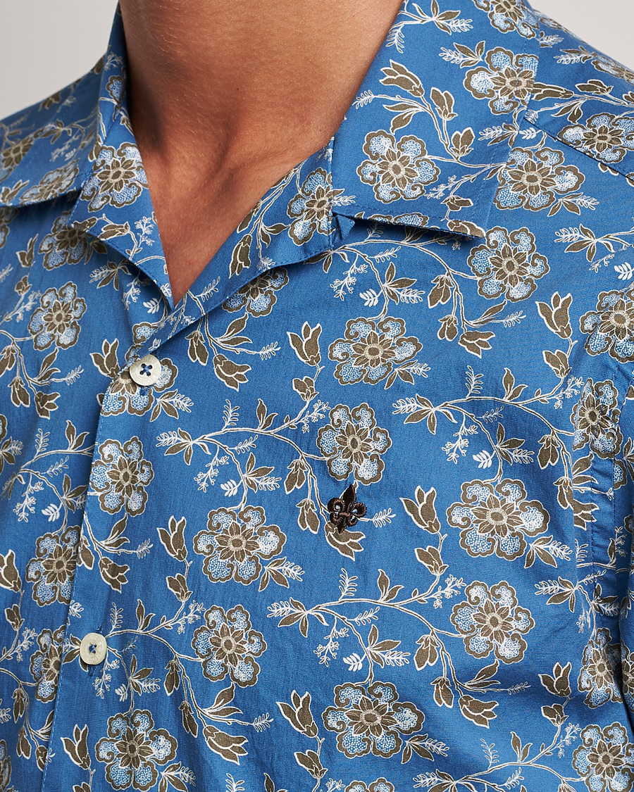 Uomini | Camicie | Morris | Printed Short Sleeve Shirt Blue