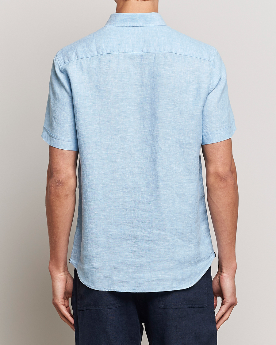 Uomini | Camicie | Morris | Douglas Short Sleeve Linen Shirt Light Blue