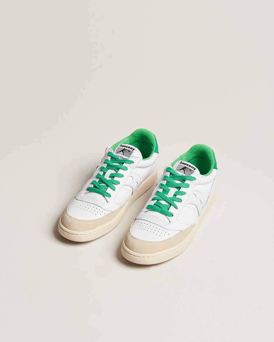 Uomini | Saucony Jazz Court Leather Sneaker White/Green | Saucony | Jazz Court Leather Sneaker White/Green