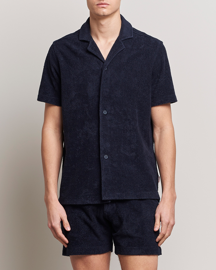 Uomini | Camicie | Orlebar Brown | Howell Short Sleeve Terry Shirt Night Iris