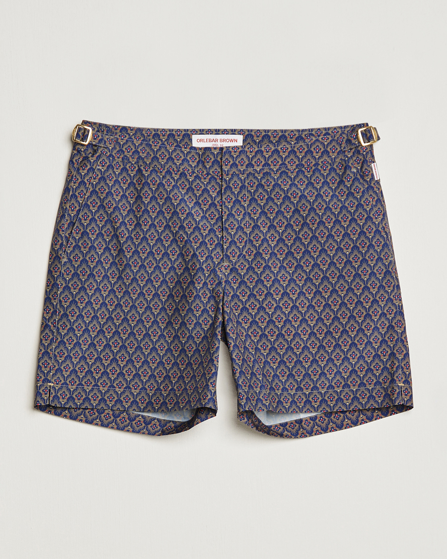Uomini | Costumi da bagno | Orlebar Brown | Bulldog Sunny Deco Printed Swimshorts Midnight Navy
