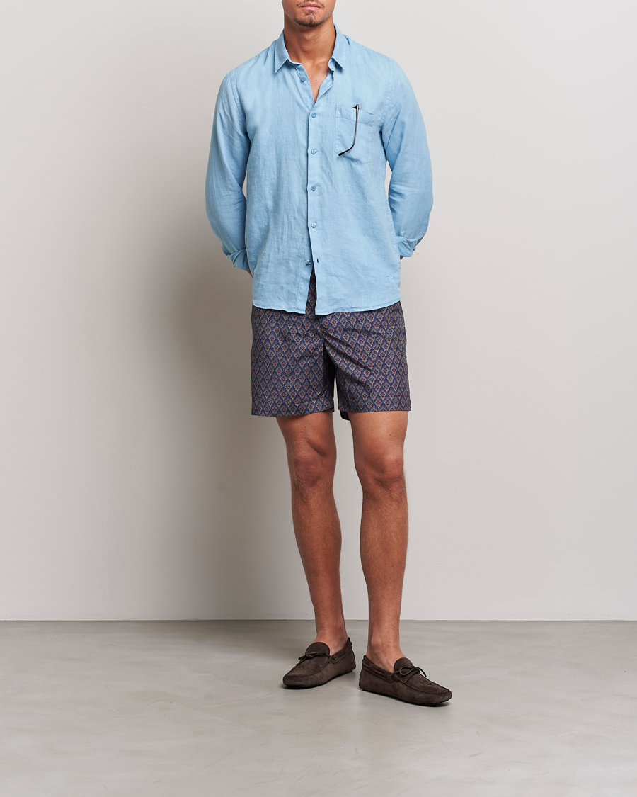 Uomini | Costumi da bagno | Orlebar Brown | Bulldog Sunny Deco Printed Swimshorts Midnight Navy
