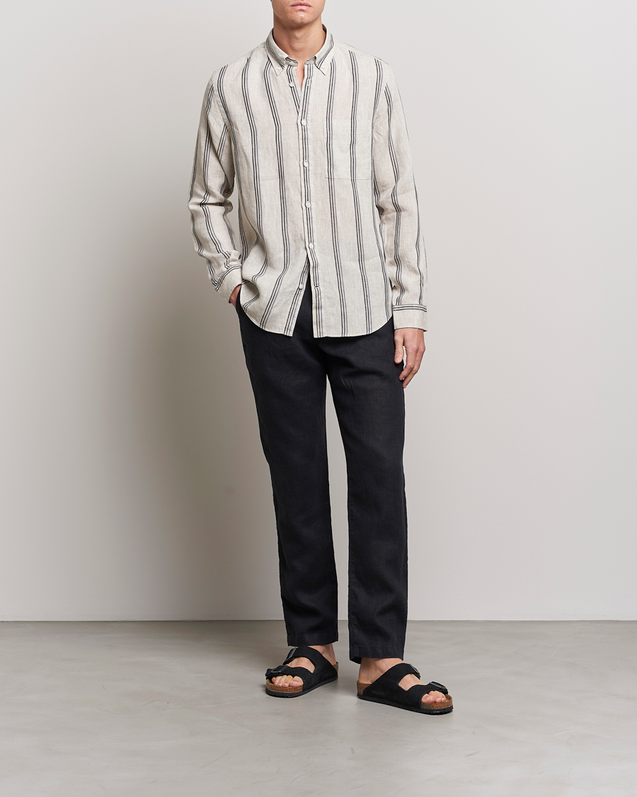 Uomini | Pantaloni | NN07 | Karl Linen Trousers Black