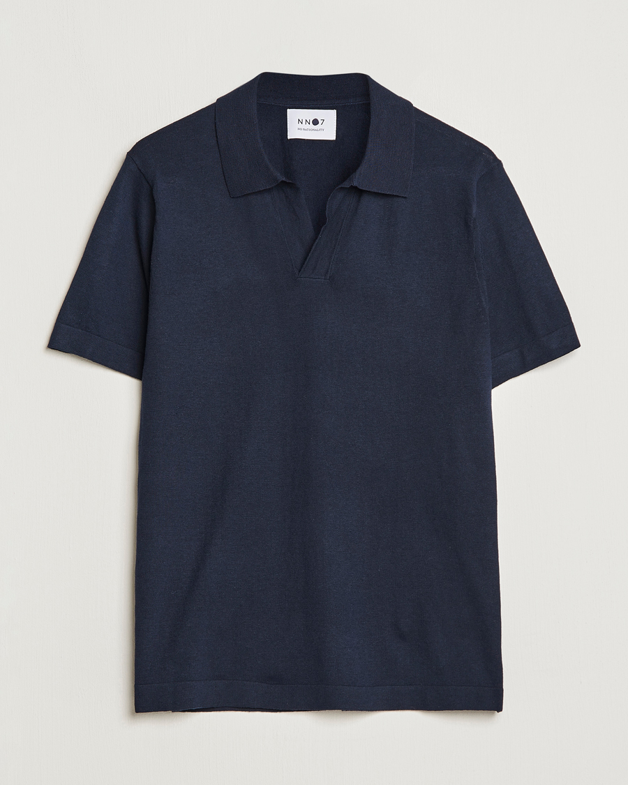 Uomini | Polo | NN07 | Ryan Cotton/Linen Polo Navy Blue