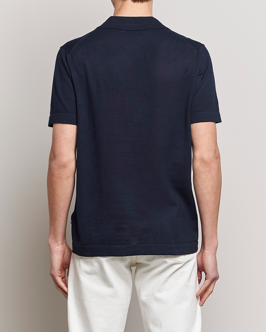 Uomini | Polo | NN07 | Ryan Cotton/Linen Polo Navy Blue