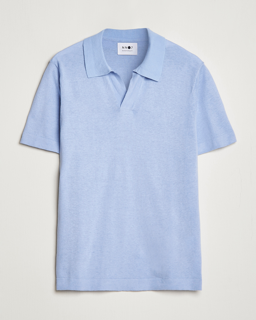 Uomini | Polo | NN07 | Ryan Cotton/Linen Polo Brunnera Blue