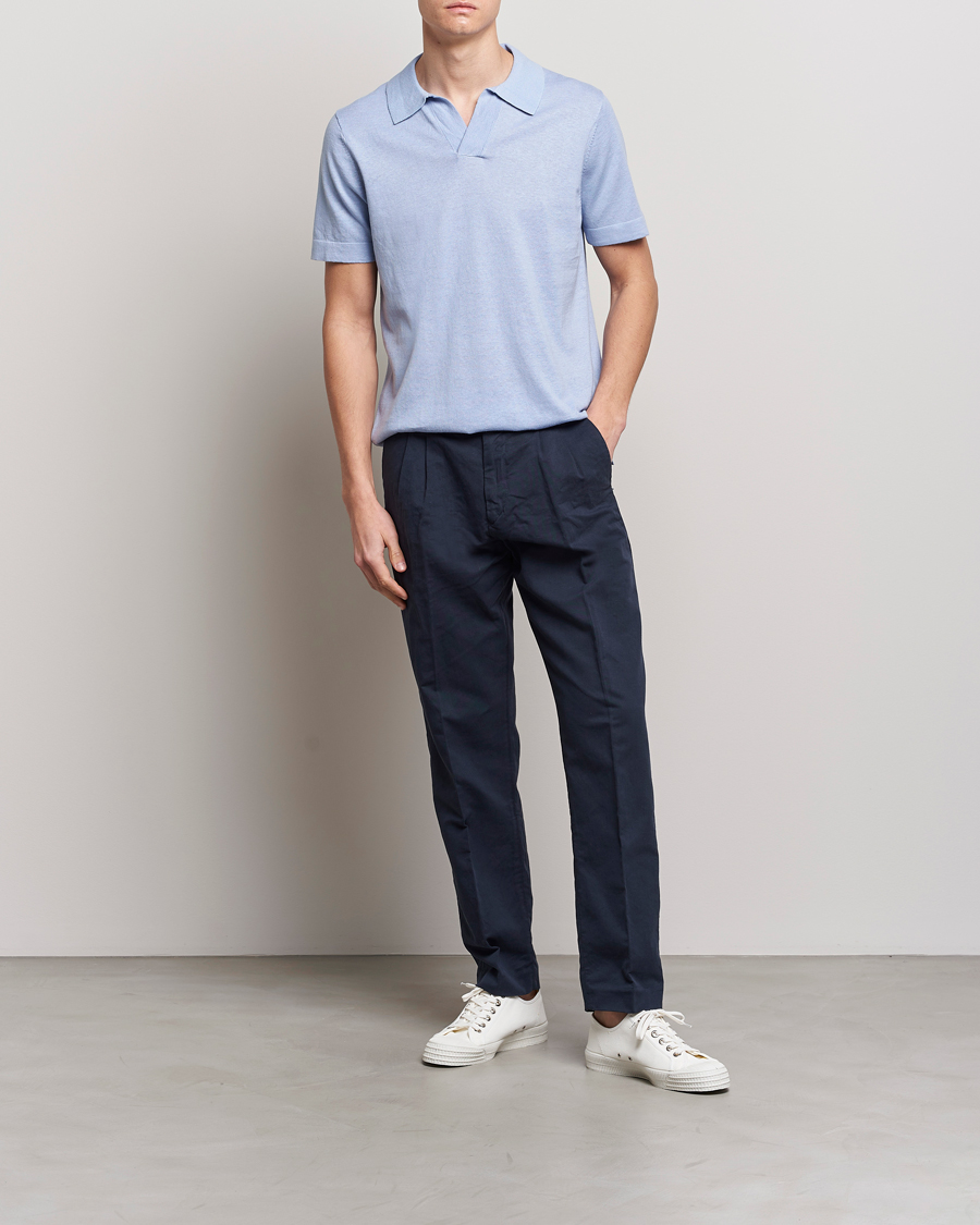 Uomini | Polo | NN07 | Ryan Cotton/Linen Polo Brunnera Blue