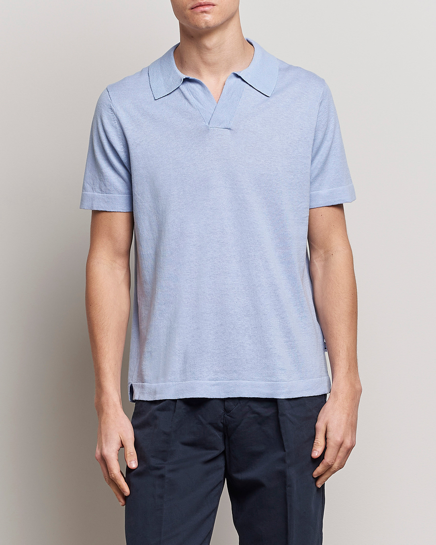 Uomini | Polo | NN07 | Ryan Cotton/Linen Polo Brunnera Blue