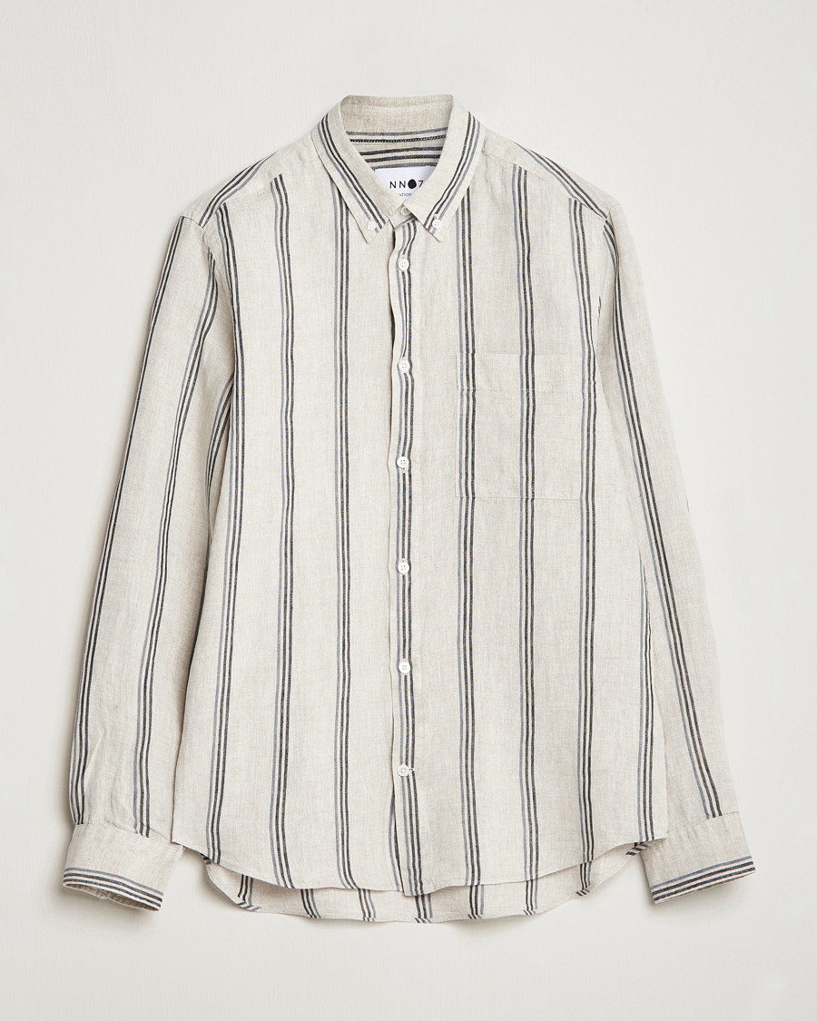 Uomini | Camicie | NN07 | Arne Strinped Linen Shirt Oat