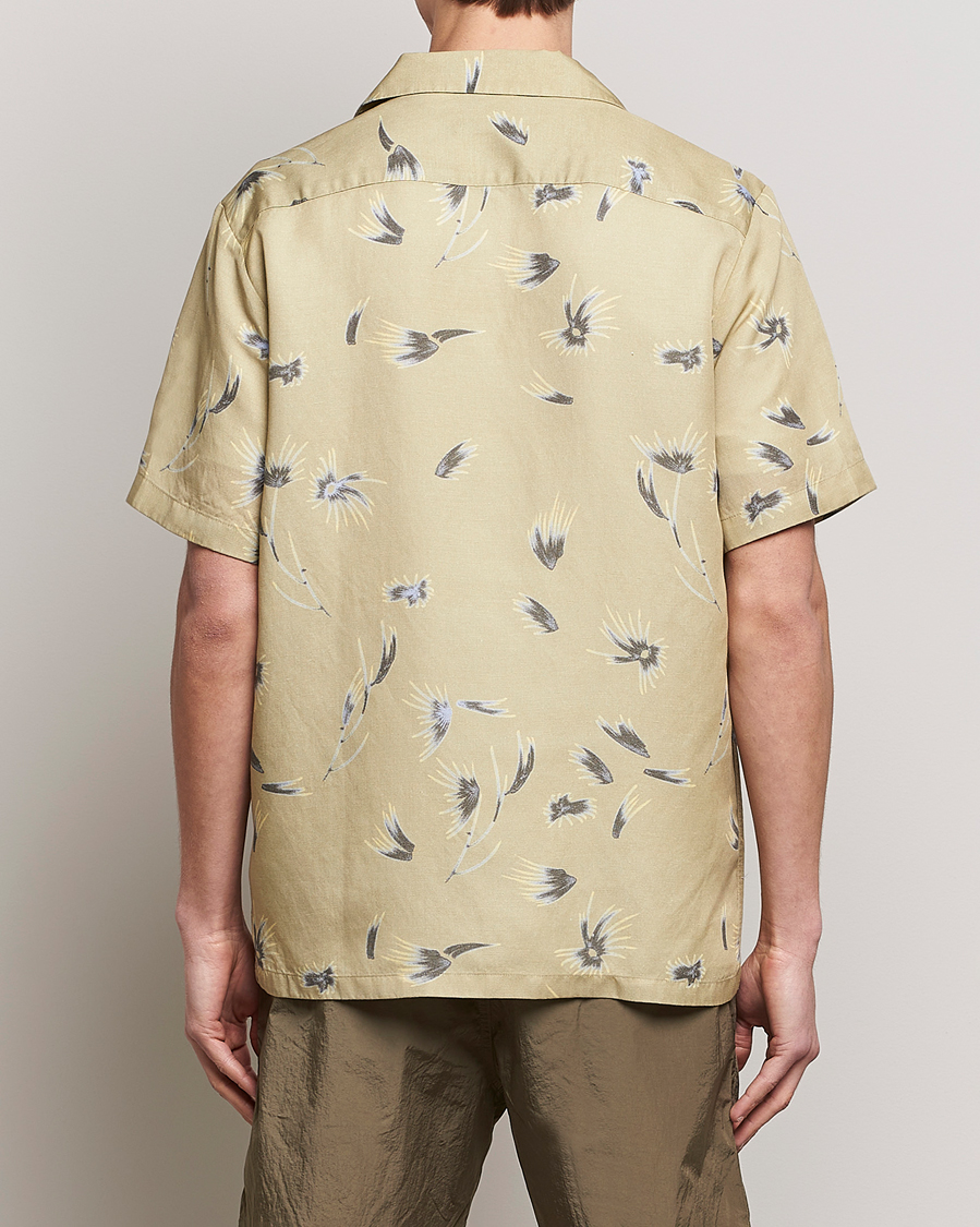 Uomini | Camicie | NN07 | Daniel Short Sleeve Tencel/Linen Printed Shirt Pale Olive