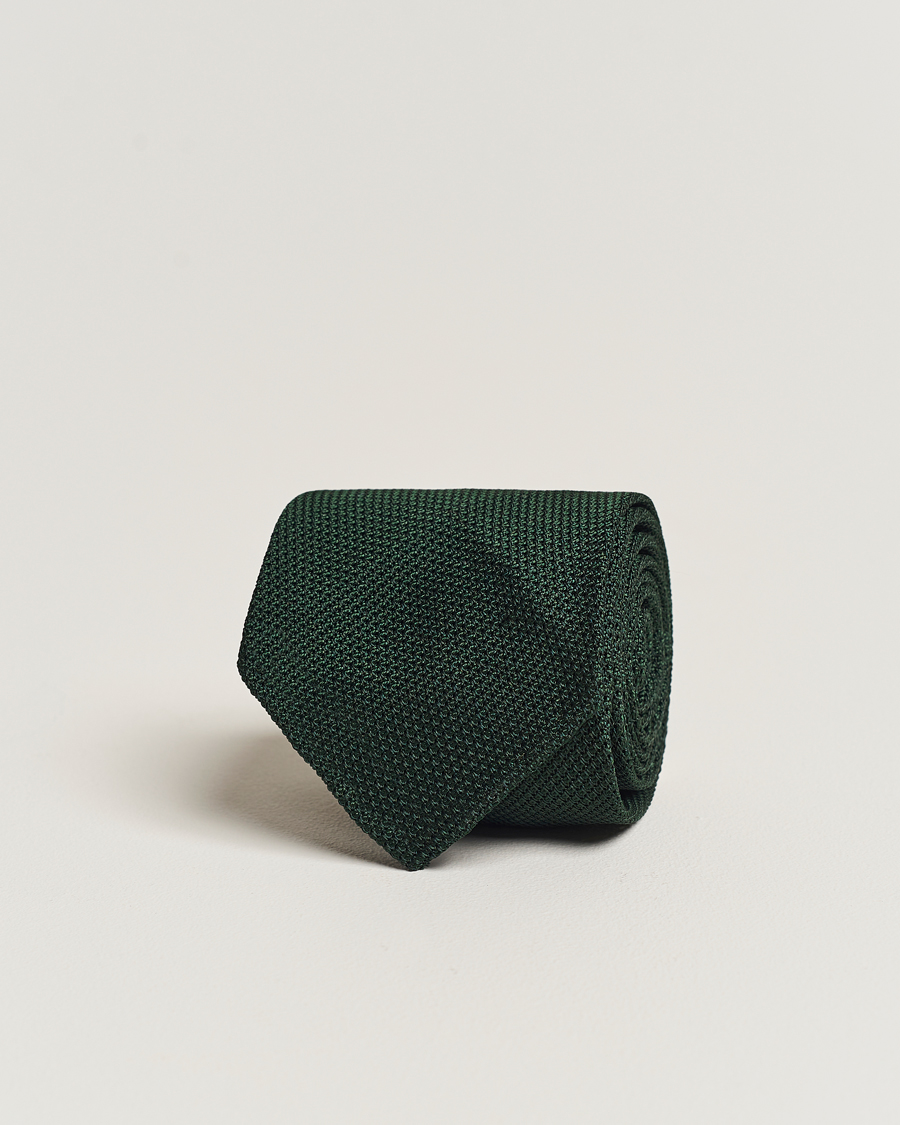 Uomini | Cravatte | Finamore Napoli | Grenadine Silk Tie Forest Green