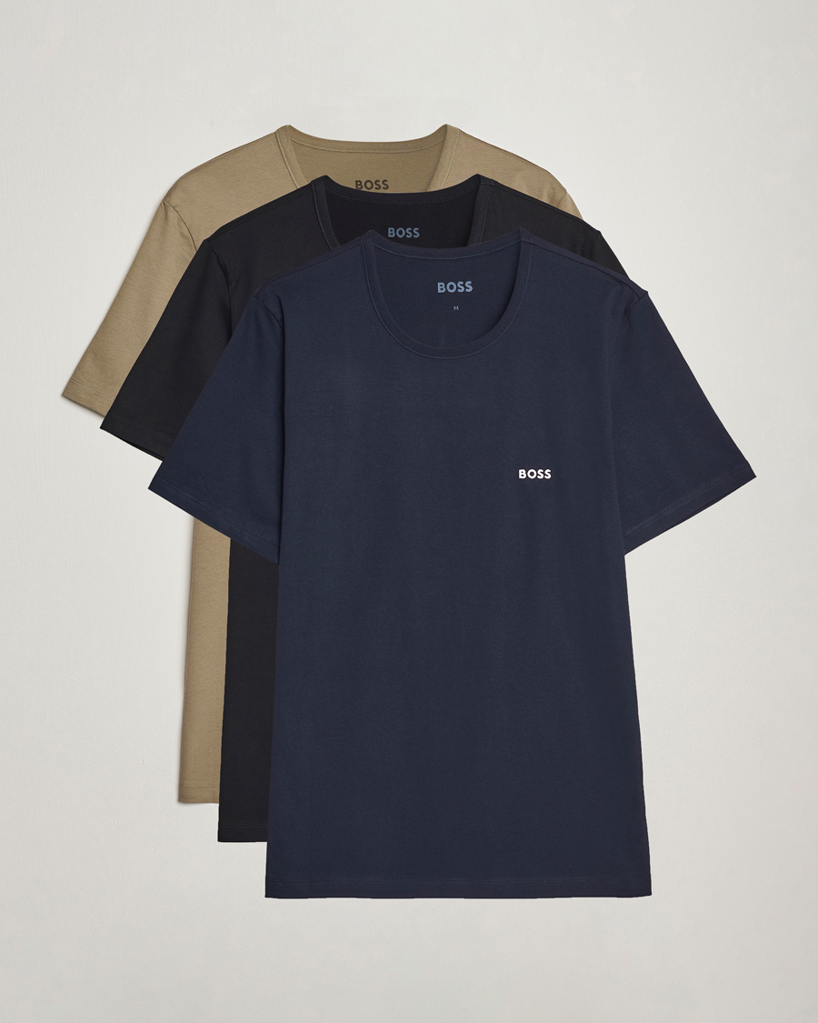 Uomini | T-shirt | BOSS BLACK | 3-Pack Crew Neck T-Shirt Green/Black/Navy