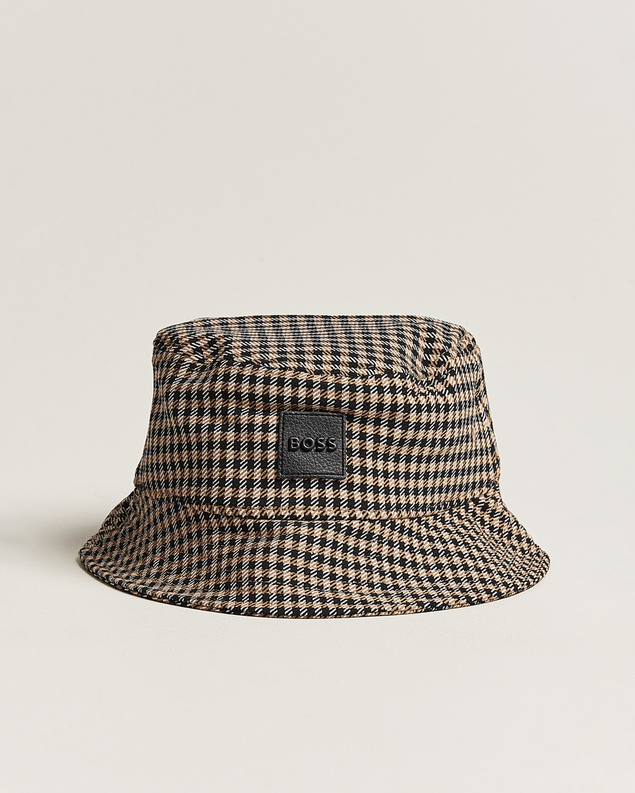 Uomini | BOSS BLACK Saul Checked Bucket Hat Medium Beige | BOSS BLACK | Saul Checked Bucket Hat Medium Beige