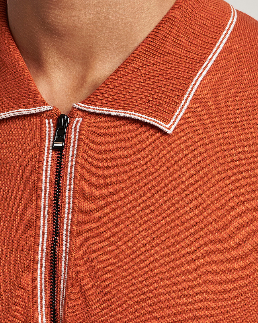 Uomini | Polo | BOSS BLACK | Oleonardo Knitted Half Zip Polo Dark Orange