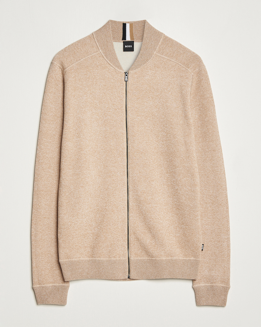 Uomini | Maglieria | BOSS BLACK | Onorto Full Zip Sweater Medium Beige