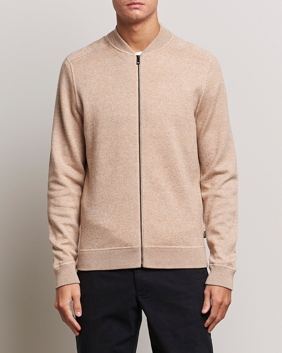 Uomini | Maglieria | BOSS BLACK | Onorto Full Zip Sweater Medium Beige