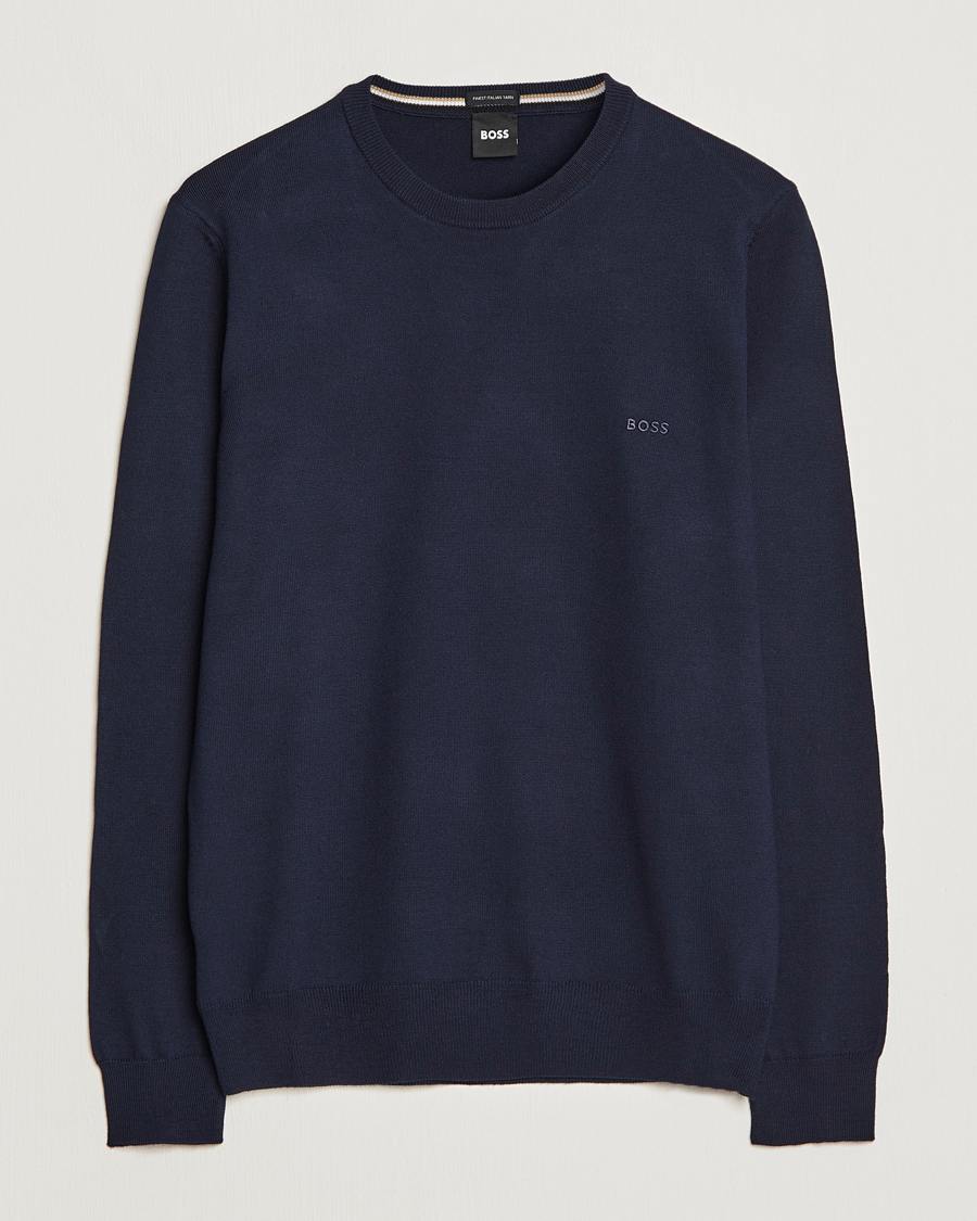 Uomini | Maglieria | BOSS BLACK | Botto Merino Knitted Pullover Dark Blue