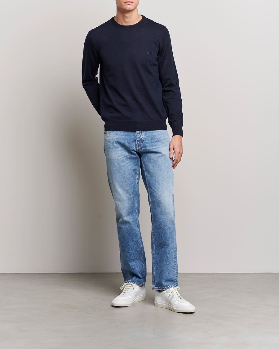 Uomini | Maglieria | BOSS BLACK | Botto Merino Knitted Pullover Dark Blue