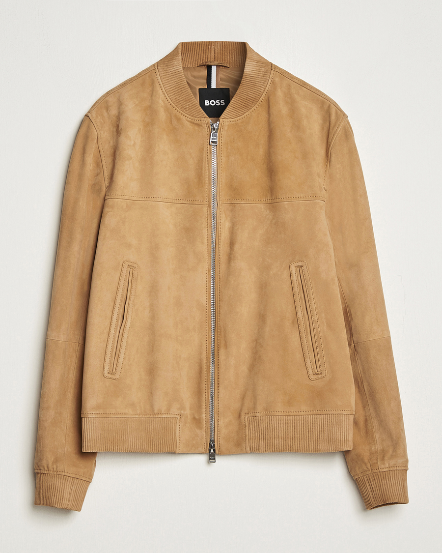 Uomini | Giacche | BOSS BLACK | Malbano Suede Jacket Medium Beige