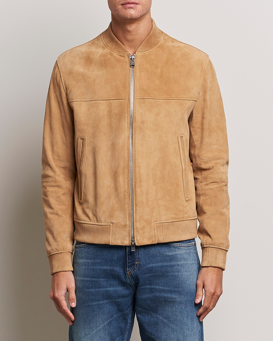 Uomini | Giacche | BOSS BLACK | Malbano Suede Jacket Medium Beige