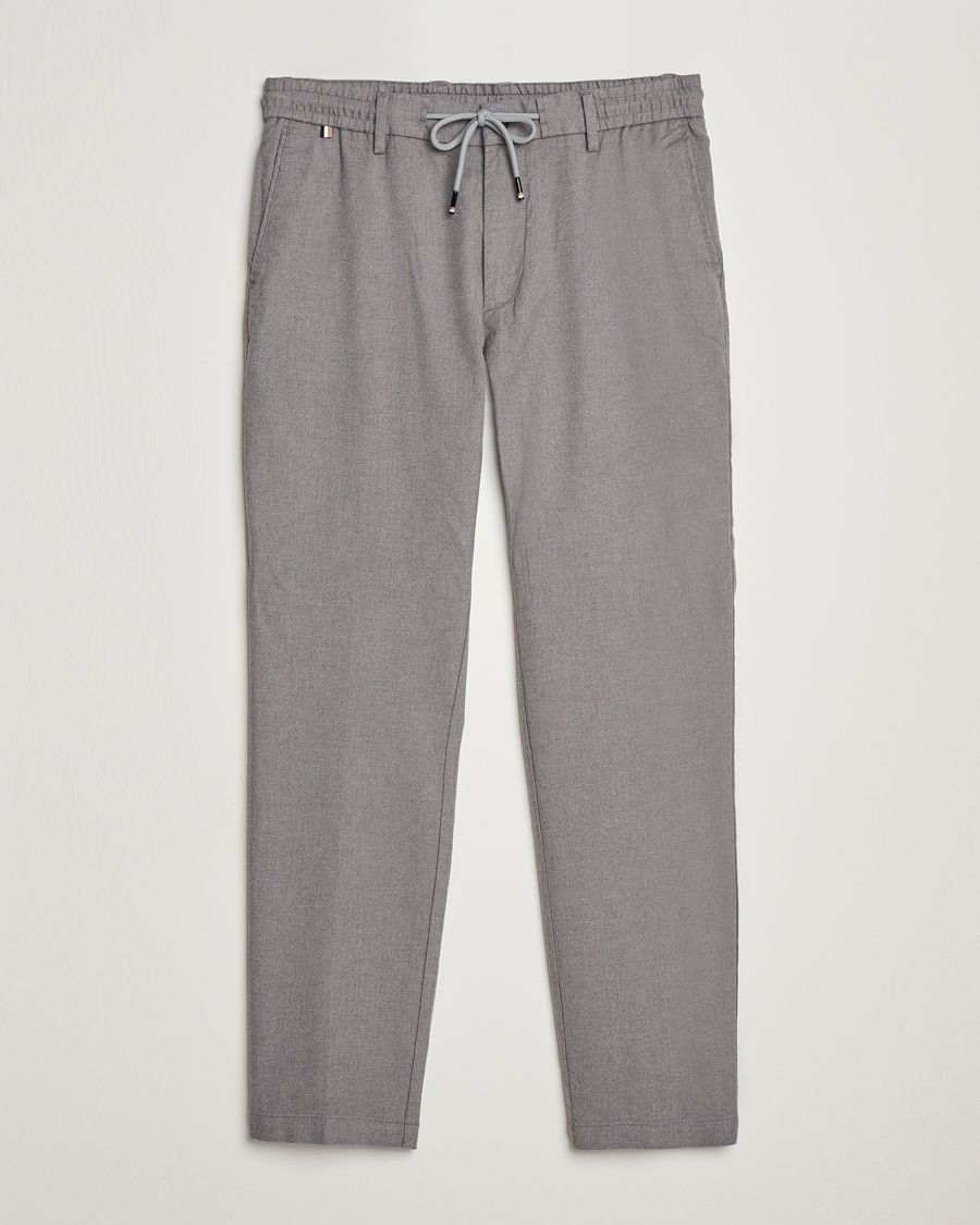 Uomini | Pantaloni | BOSS BLACK | Kane Pleated Drawstring Trousers Silver
