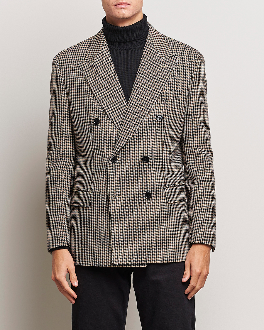 Uomini | Blazers | BOSS BLACK | Carper Tweed Checked Double Breasted Blazer Beige