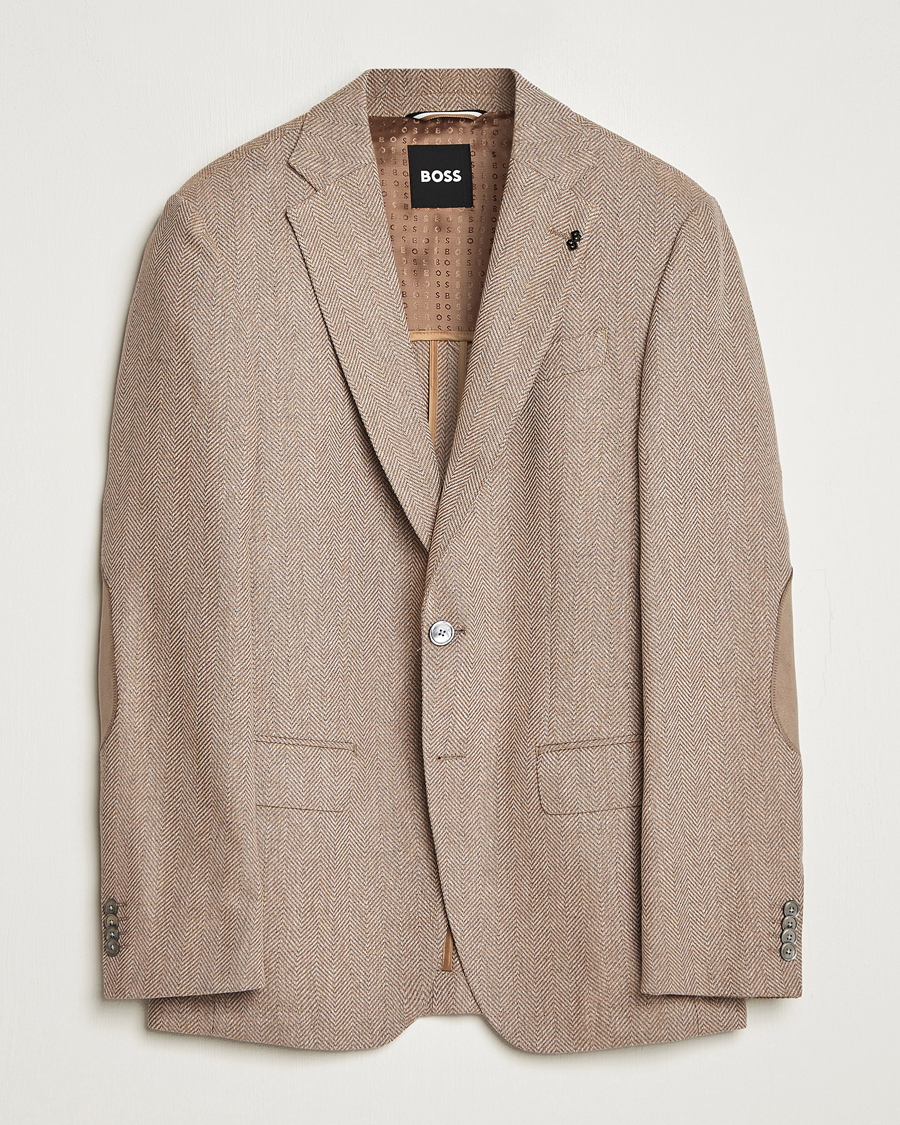 Uomini | Blazers | BOSS BLACK | Huston Herringbone Blazer Medium Beige