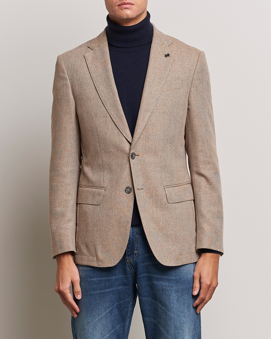 Uomini | Blazers | BOSS BLACK | Huston Herringbone Blazer Medium Beige