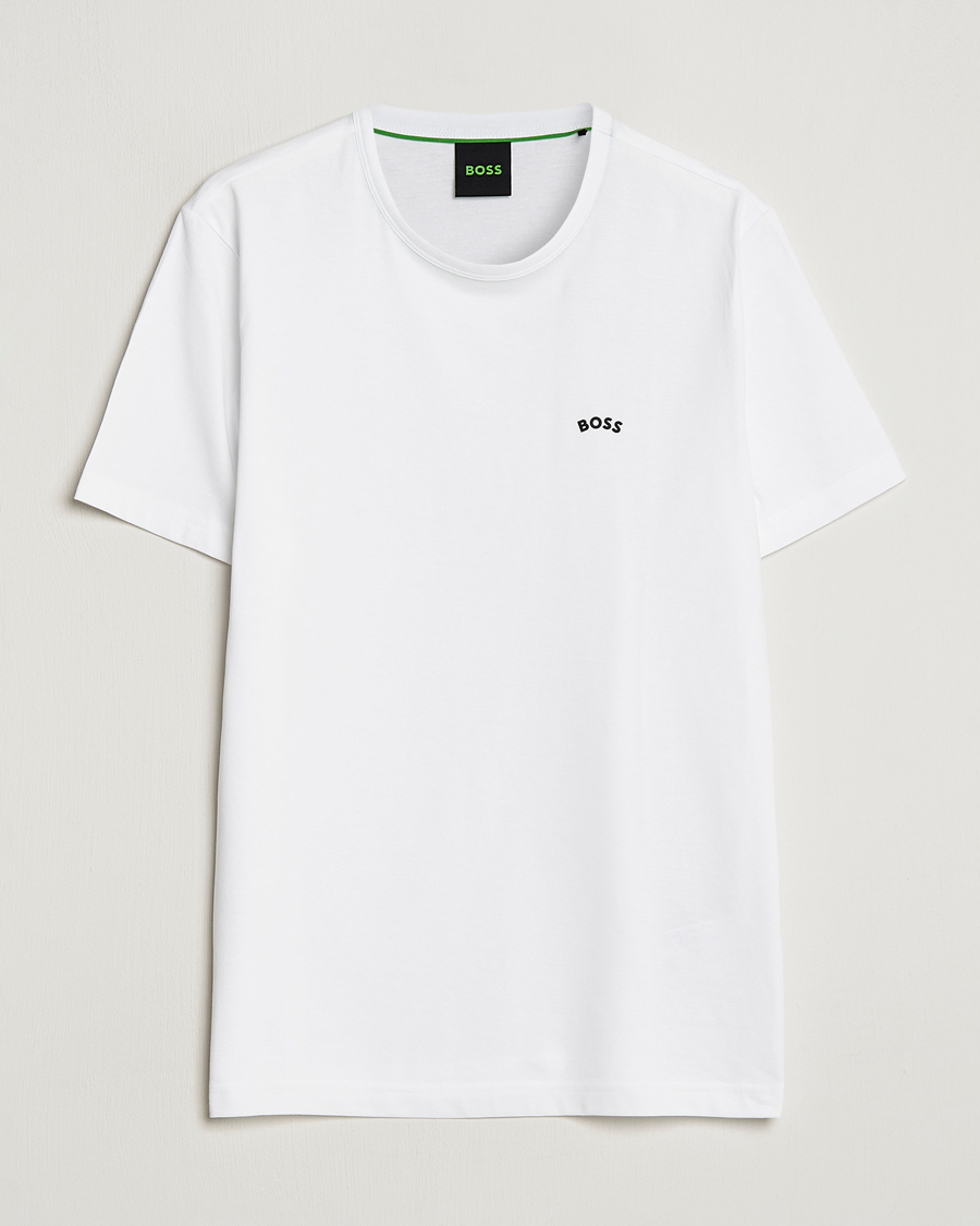 Uomini | T-shirt | BOSS GREEN | Curved Logo Crew Neck T-Shirt Natural