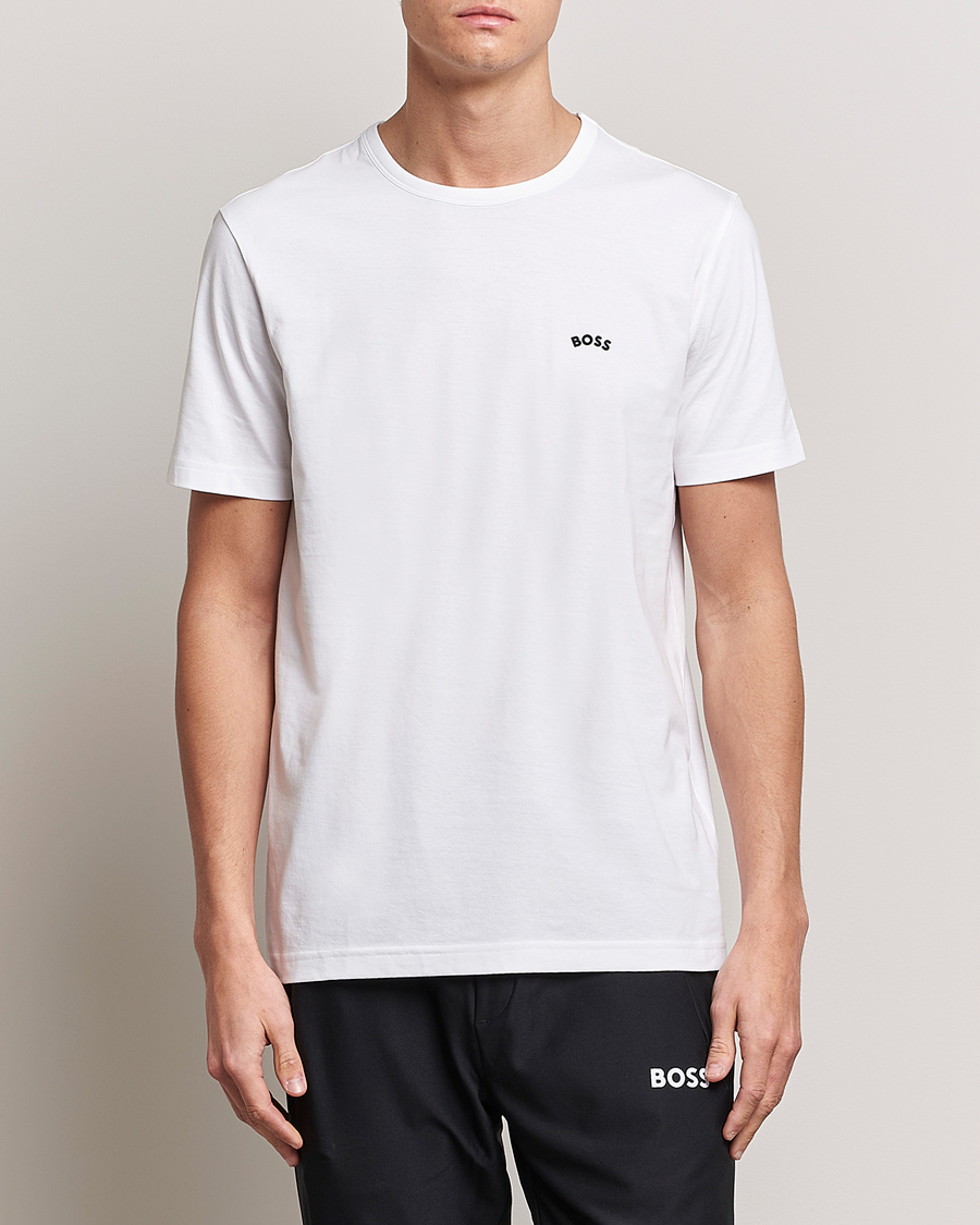 Uomini | T-shirt | BOSS GREEN | Curved Logo Crew Neck T-Shirt Natural