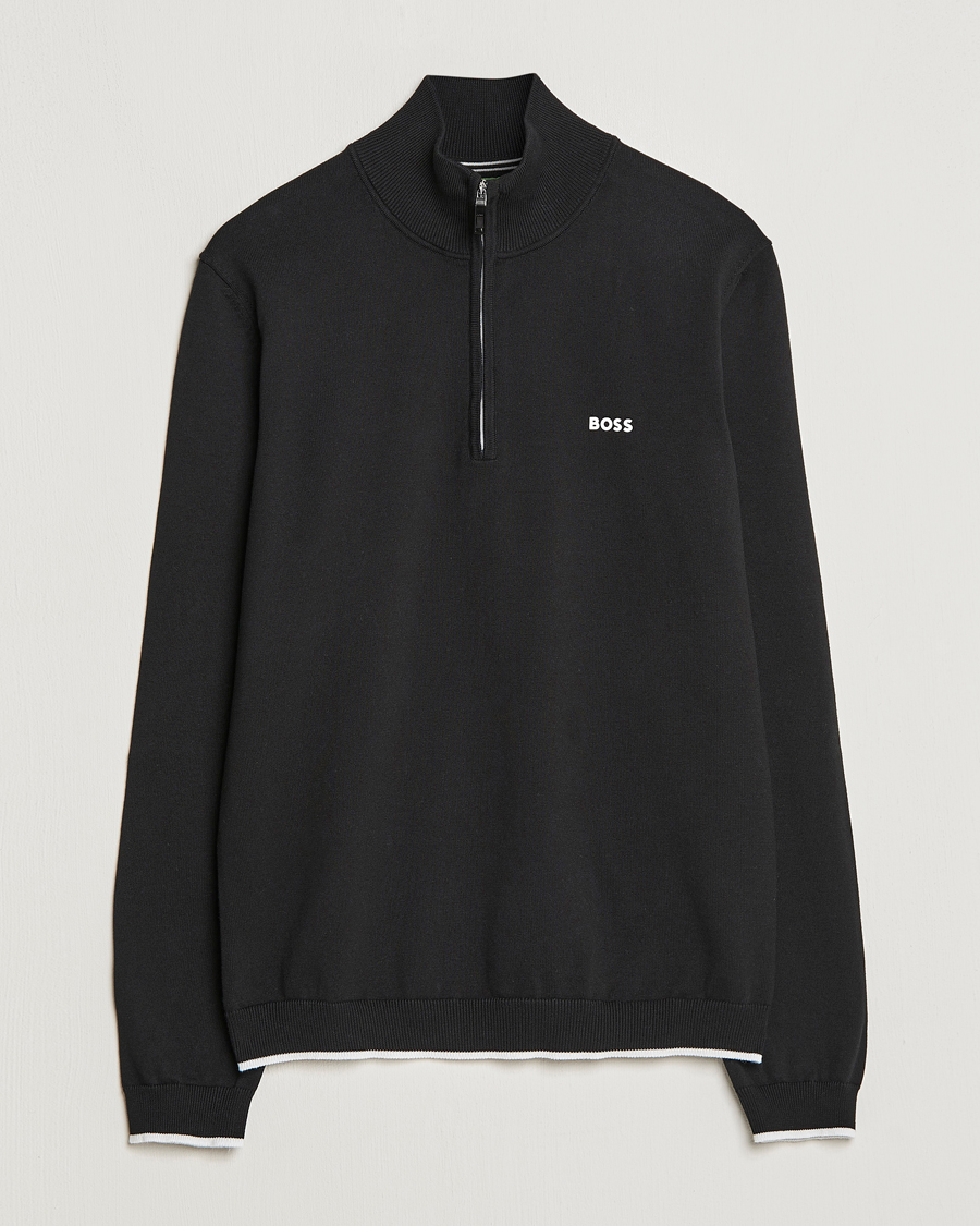 Uomini | Maglieria | BOSS GREEN | Zallo Knitted Half Zip Sweater Black