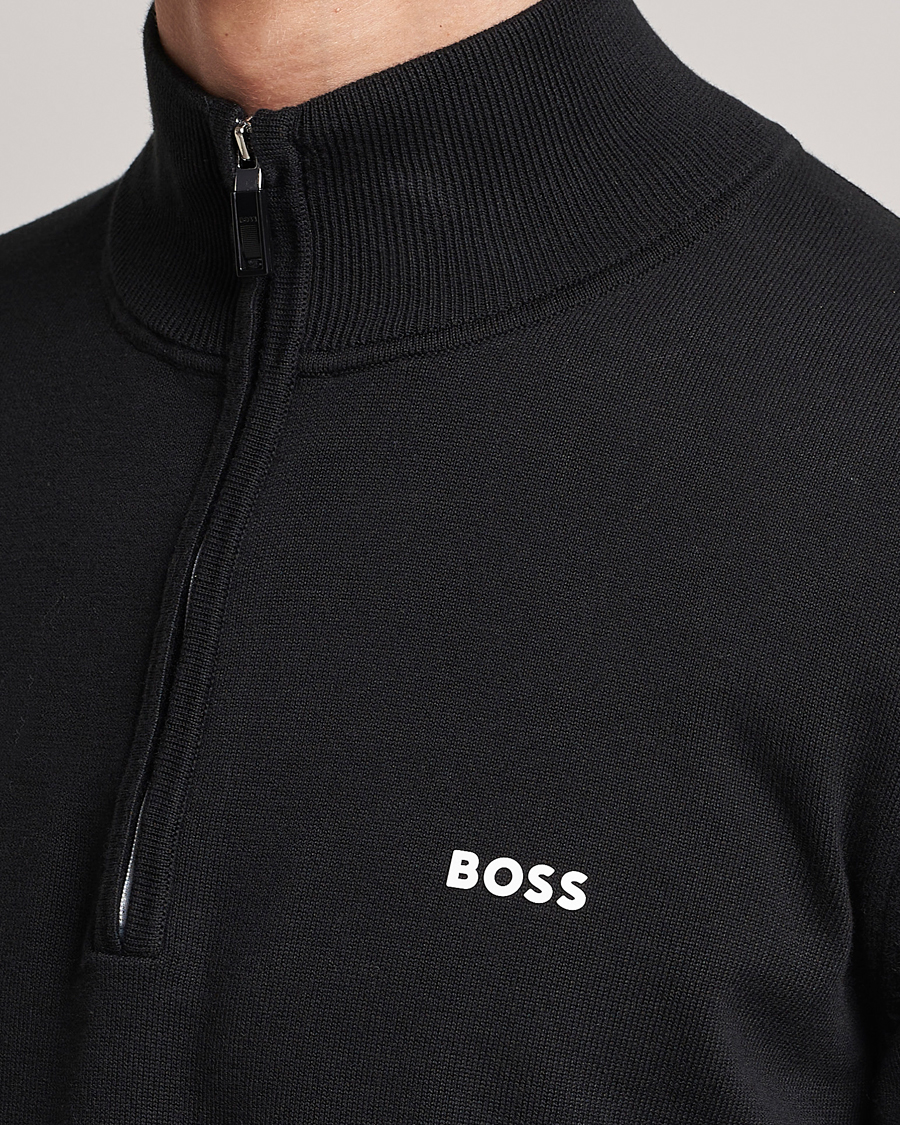 Uomini | Maglieria | BOSS GREEN | Zallo Knitted Half Zip Sweater Black