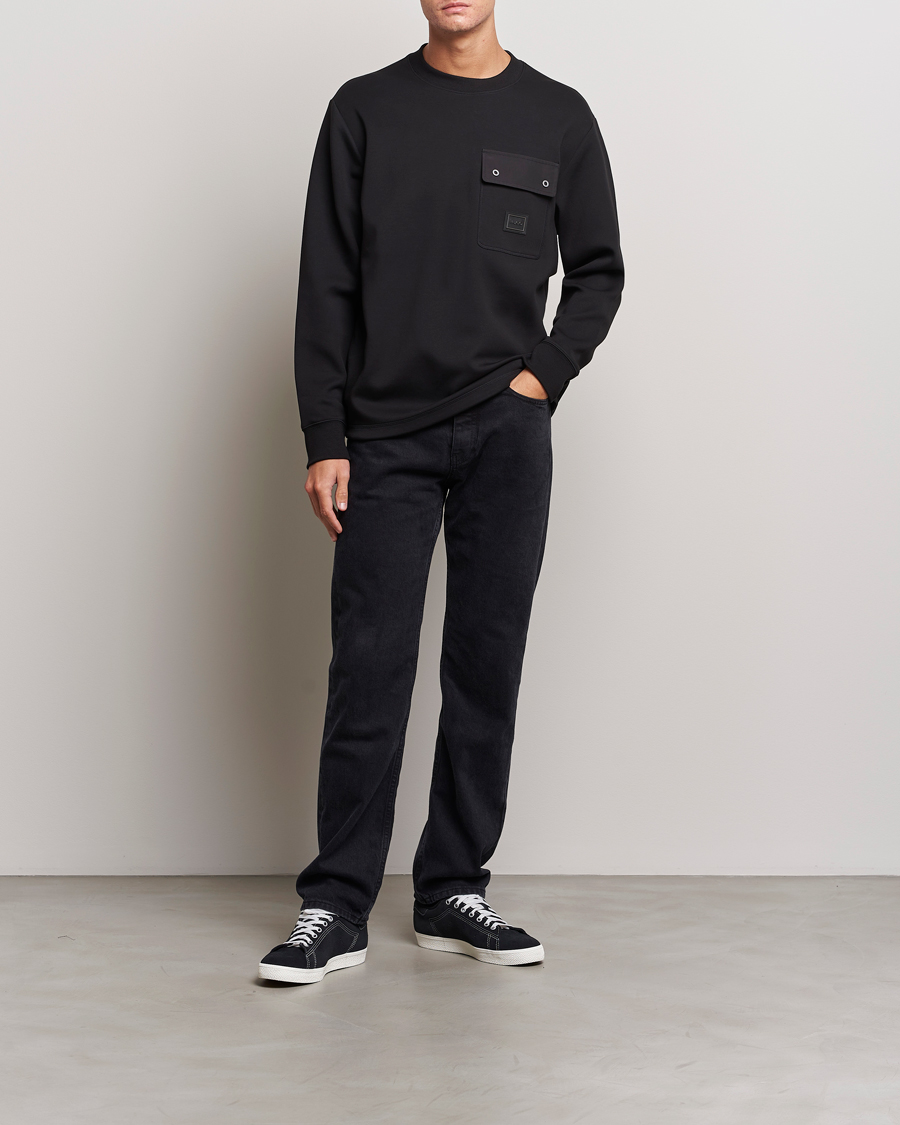 Uomini | Maglieria | HUGO | Dhaluli Pocket Crew Neck Sweatshirt Black