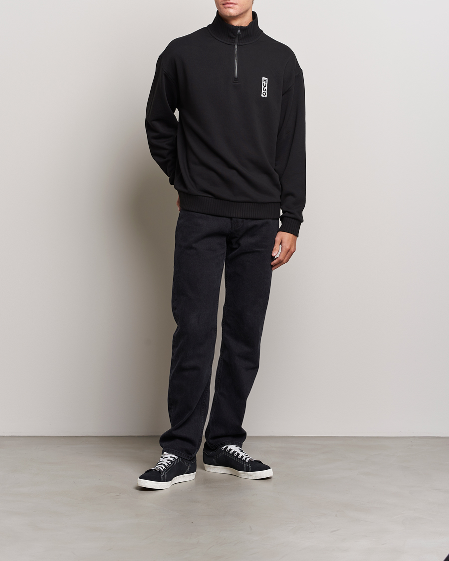 Uomini | Maglieria | HUGO | Dutzagata Logo Half Zip Sweater Black