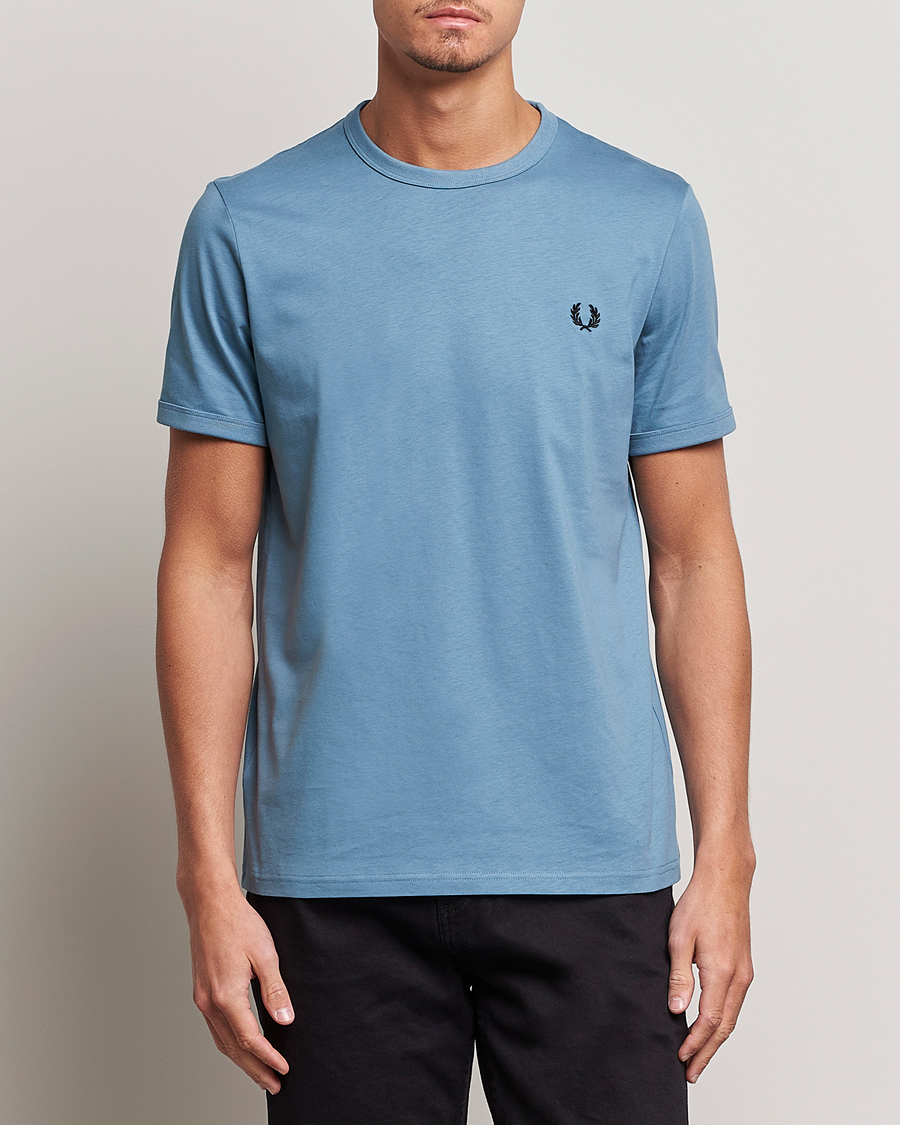 Uomini | T-shirt | Fred Perry | Ringer Cotton T-Shirt Ash Blue