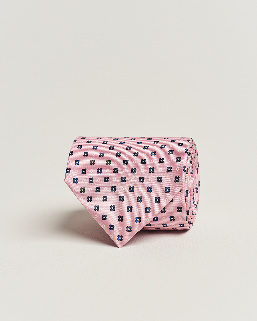 Uomini | E. Marinella 3-Fold Printed Silk Tie Pink | E. Marinella | 3-Fold Printed Silk Tie Pink