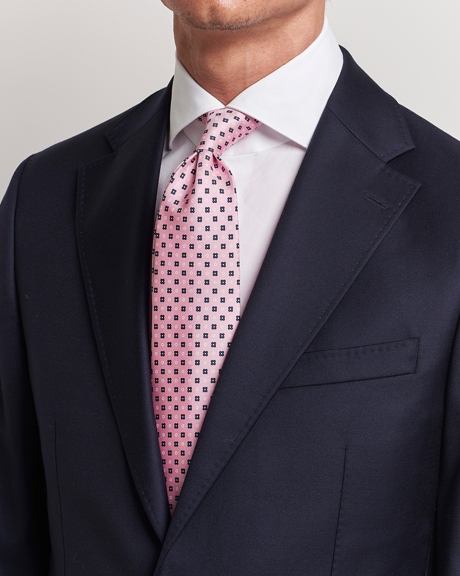 Uomini | E. Marinella 3-Fold Printed Silk Tie Pink | E. Marinella | 3-Fold Printed Silk Tie Pink