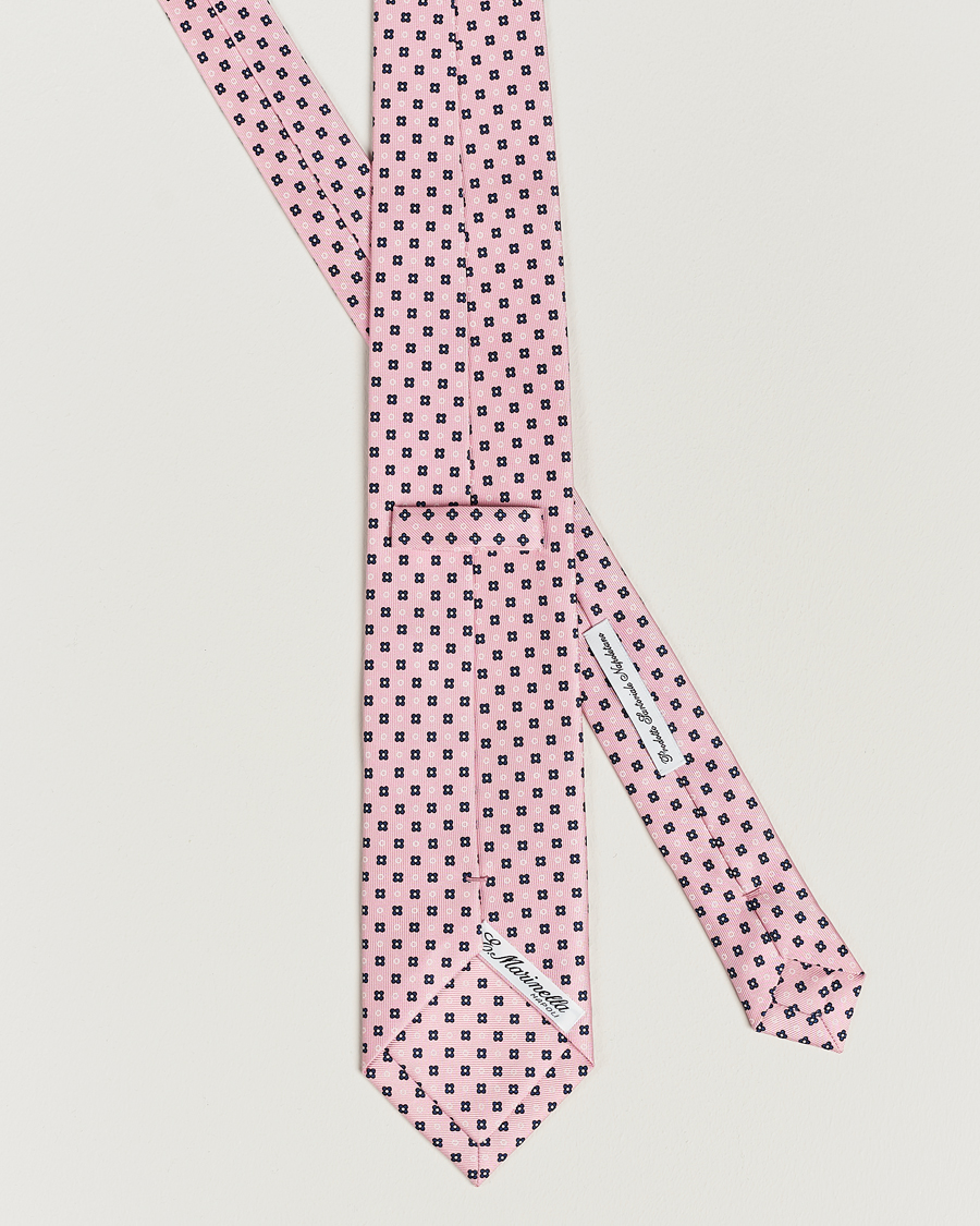 Uomini | E. Marinella 3-Fold Printed Silk Tie Pink | E. Marinella | 3-Fold Printed Silk Tie Pink