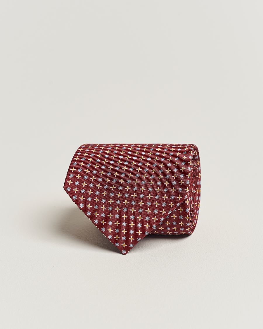 Uomini | E. Marinella 3-Fold Printed Silk Tie Burgundy | E. Marinella | 3-Fold Printed Silk Tie Burgundy